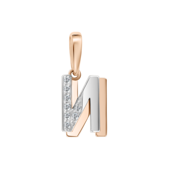 Buchstabenanhänger "И" mit Zirkonia 