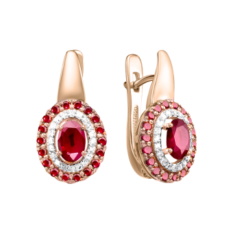 Earrings with diamonds and rubies 