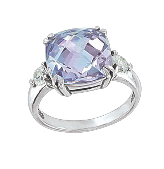 Ladies Ring with Amethyst and zirconia 