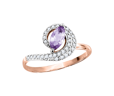 Women's ring with amethyst and zirconia 