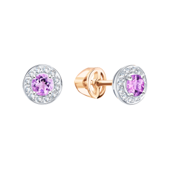 Stud earrings with zirconia and amethysts 
