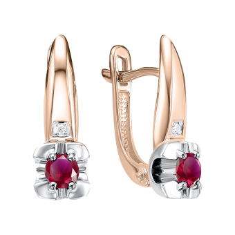 Earrings with diamonds and rubies 