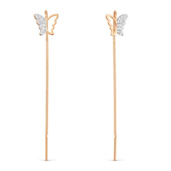 Earrings as pull-through “butterfly” with zirconia 