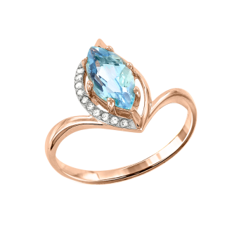 Women's ring with zirconia and topaz 