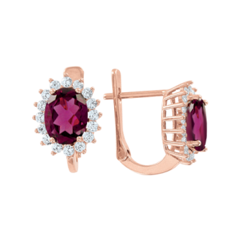 Earrings with rodolite and zirconia 