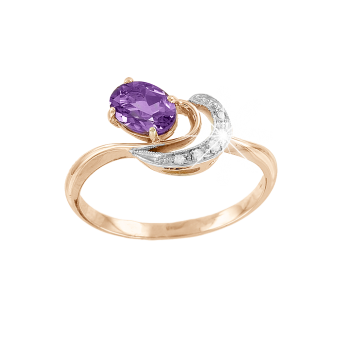 Women's ring with amethyst and zirconia 