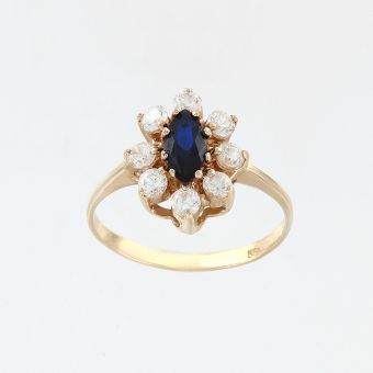 Women's ring with sapphire and zirconia 