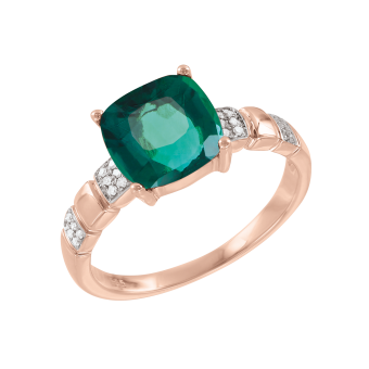 Women's ring with emerald and diamonds 