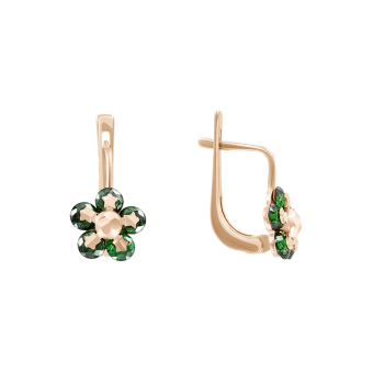 Earrings with green zirconia 