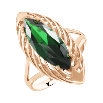 Women's ring with green zirconia 