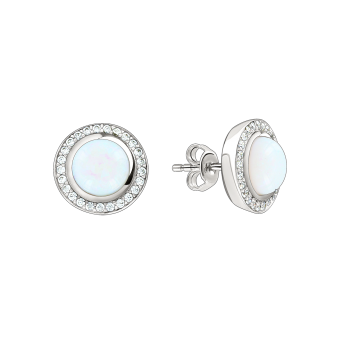 Ohrstecker mit Opal und Zirkonia 