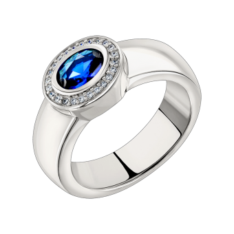 Damenring mit Saphir und Zirkonia 