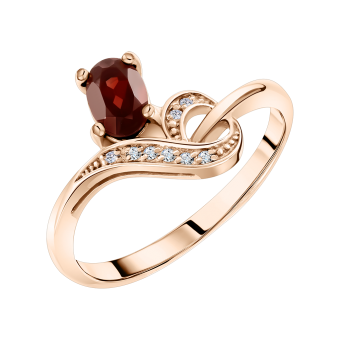 Women's ring with garnet and zirconia 