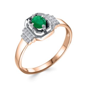 Women's ring with diamonds and emerald 