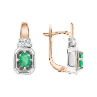 Earrings with diamonds and emerald 