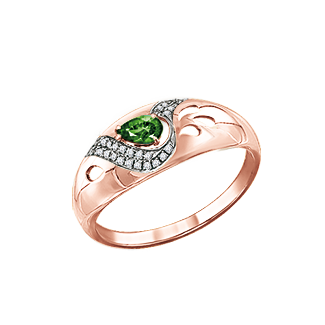 Ladies Ring with emerald and diamonds 