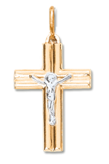 Крест из желтого и белого золота 