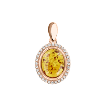 Gilded pendant with zirconia and amber 