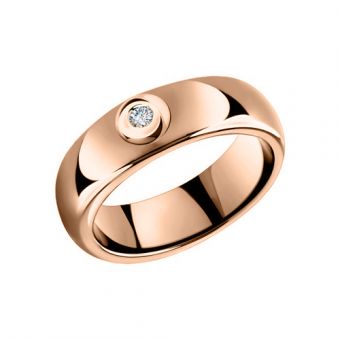Women's ring with diamond and red gold ceramic 