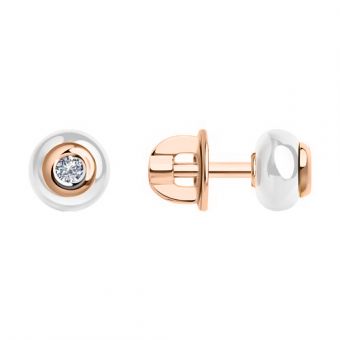 Earrings with diamonds and white ceramic 