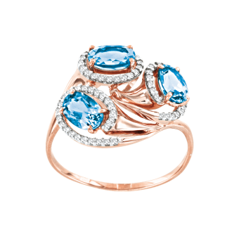 Women's ring with topaz and zirconia 