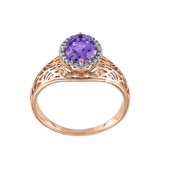 Damenring mit Amethyst und Zirkonia 