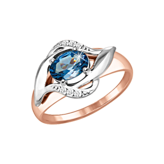 Ladies ring with London Blue topaz and Zirconia 