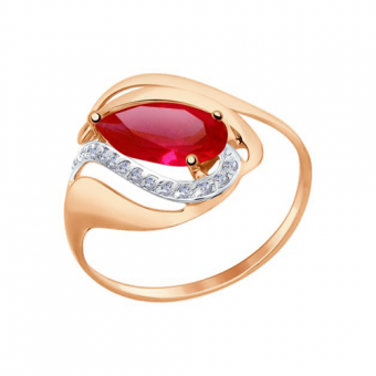 Women's ring with ruby ​​and zirconia 