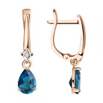 Earrings with diamonds and topaz 