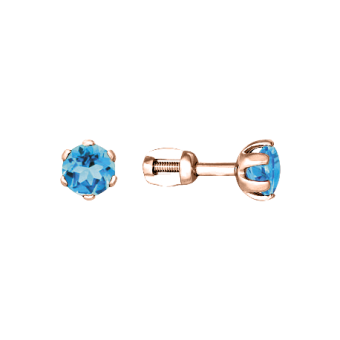 Stud earrings with blue topaz 