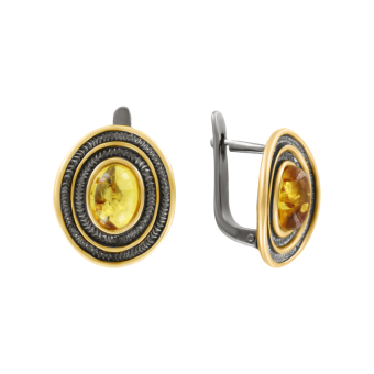 Gilded earrings with amber 