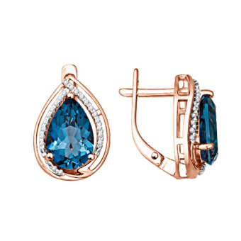 Earrings with London Blue Topaz and zirconia 
