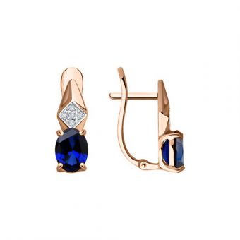 Earrings with sapphires and zirconia 