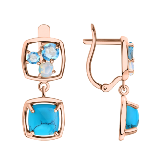 Earrings with turquoise, topaz and sital 