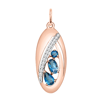 Pendant with London blue topaz and zirconia 