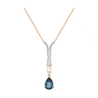 Necklace with London topaz and zirconia 