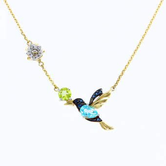 Necklace with topaz swiss, chrysolite and zirconia 