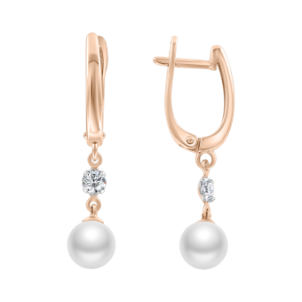 Earrings with zirconia and pearls 