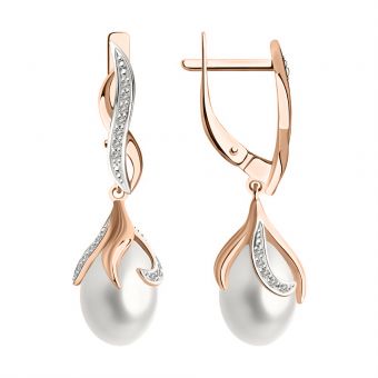 Earrings with pearl and diamonds 
