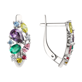 Ohrringe mit Amethyst, Zirkonia, London Blue Topas 