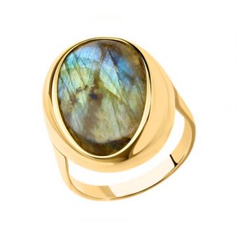 Gilded women's ring with labradorite 