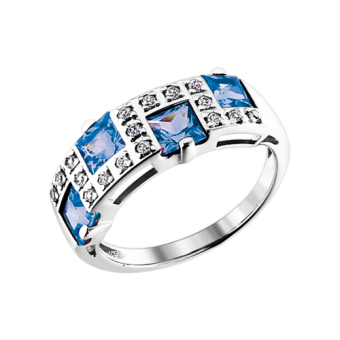 Women's ring with topazes and zirconia 