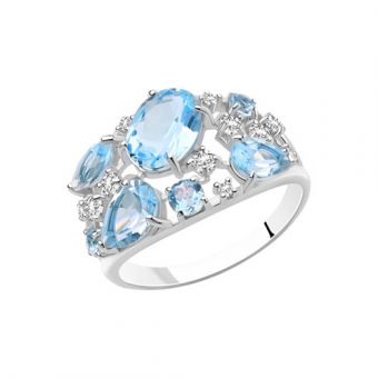 Women's ring with topaz and zirconia 