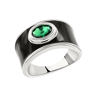 Women's ring with zirconia and enamel 