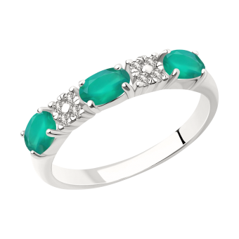 Women's ring with agates and zirconia 