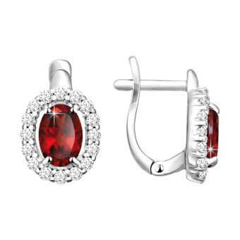 Earrings with garnet and zirconia 