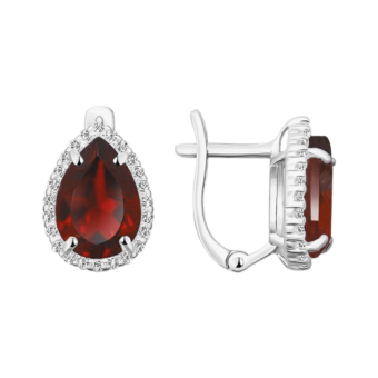 Earrings with granat and zirconia 