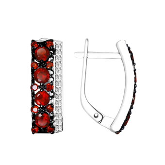 Earrings with garnets and zirconia 