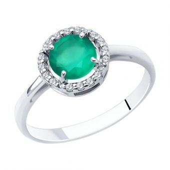 Women's ring with agate and  zirconia 