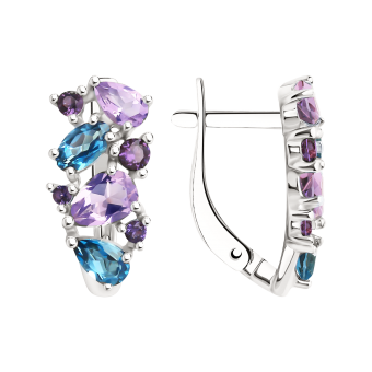 Ohrringe mit Amethyst, Zirkonia und Topas 
